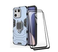 TEYYOS Coque + [2 Pièces] Verre Trempé pour Xiaomi 13, TPU/PC Dual Layer Armor Antichoc Housse [360° Holder] Con 9H Dureté Film Protection Ecran, Bleu