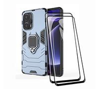 TEYYOS Coque + [2 Pièces] Verre Trempé pour Xiaomi Poco F5, TPU/PC Dual Layer Armor Antichoc Housse [360° Holder] Con 9H Dureté Film Protection Ecran, Bleu