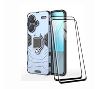 TEYYOS Coque + [2 Pièces] Verre Trempé pour Xiaomi Redmi Note 13 Pro Plus 5G/Note 13 Pro+ 5G, TPU/PC Dual Layer Armor Antichoc Housse [360° Holder] Con 9H Dureté Film Protection Ecran, Bleu