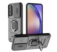TEYYOS Coque Armure pour Samsung Galaxy A56 5G, Etui Housse Antichoc avec Couvercle Coulissant et Support - Noir