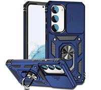 TEYYOS Coque Armure pour Samsung Galaxy S23 5G, Etui Housse Antichoc avec Couvercle Coulissant et Support - Bleu
