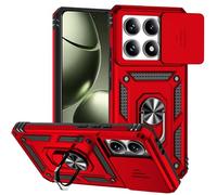 TEYYOS Coque Armure pour Xiaomi 14T 5G, Etui Housse Antichoc avec Couvercle Coulissant et Support - Rouge