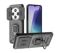 TEYYOS Coque Armure pour Xiaomi Redmi 14C 4G/Xiaomi Poco C75, Etui Housse Antichoc avec Couvercle Coulissant et Support - Noir