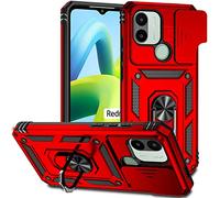 TEYYOS Coque Armure pour Xiaomi Redmi A1, Etui Housse Antichoc avec Couvercle Coulissant et Support - Rouge