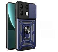 TEYYOS Coque Armure pour Xiaomi Redmi Note 13 4G, Etui Housse Antichoc avec Couvercle Coulissant et Support - Bleu