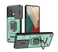 TEYYOS Coque Armure pour Xiaomi Redmi Note 13 5G, Etui Housse Antichoc avec Couvercle Coulissant et Support - Vert