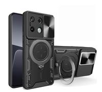 TEYYOS Coque Armure pour Xiaomi Redmi Note 13 Pro 5G/Poco X6 5G, Etui Housse Antichoc avec Couvercle Coulissant et Support - Noir