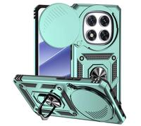 TEYYOS Coque Armure pour Xiaomi Redmi Note 14 Pro 5G/Xiaomi Poco X7 5G, Etui Housse Antichoc avec Couvercle Coulissant et Support - Vert