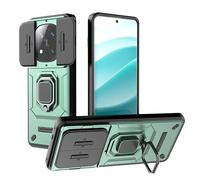 TEYYOS Coque Armure pour Xiaomi Redmi Note 14 Pro Plus 5G/Note 14 Pro+, Etui Housse Antichoc avec Couvercle Coulissant et Support - Vert