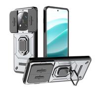 TEYYOS Coque Armure pour Xiaomi Redmi Note 14 Pro Plus 5G/Note 14 Pro+, Etui Housse Antichoc avec Couvercle Coulissant et Support - Gris