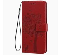 TEYYOS Coque Folio pour Honor 90, Housse Étui en PU/TPU Cuir Flip Portefeuille avec Espèces et Carte Fente, Téléphone Case Protection Cover - Rouge