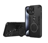 TEYYOS Coque pour Motorola Edge 50 Pro, Housse PC/TPU Armor Etui avec Holder Support, Hybrid Silicone Case Antichoc Bumper Cover, Noir