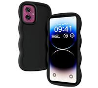 TEYYOS Coque pour Motorola Moto G55 5G, Doux Silicone Liquide Housse, en Forme de Cadre Ondulé Mignon, Antichoc Anti-Rayure Bumper Ultra-Mince Cover Phone Case, Noir