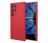 TEYYOS Coque pour Samsung Galaxy S25 Ultra 5G, Doux Silicone Liquide Housse, Antichoc Trois Etages Complète Protection Etui, Rouge