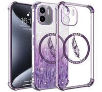 TEYYOS Coque pour Xiaomi Redmi A1/Redmi A2, Coque de Téléphone Protectrice Hybride Transparente à Paillettes Électroplaquée, Bumper TPU Antichoc Ultra-Mince Cover Case, Violet