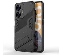 TEYYOS Robuste Housse pour Realme C55 4G, PC+TPU Ultra Protection Coque Rugged Armor Bumper Case Cover avec Support Invisible - Noir