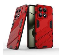 TEYYOS Robuste Housse pour Xiaomi 14T, PC+TPU Ultra Protection Coque Rugged Armor Bumper Case Cover avec Support Invisible - Rouge