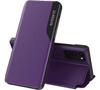 TEYYOS Smart View Coque pour Samsung Galaxy A54 5G, Prime Étui Housse à Rabat avec Clear Afficher Fenêtre, Elégant Miroir Flip Etui Case Cover avec Support Pliable - Violet