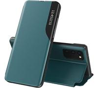 TEYYOS Smart View Coque pour Xiaomi Redmi Note 13 Pro Plus 5G/Note 13 Pro+ 5G, Prime Étui Housse à Rabat avec Clear Afficher Fenêtre, Elégant Miroir Flip Etui Case Cover avec Support Pliable - Vert