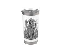 Tezcatlipoca Aztec Night God Miroir Obsidienne Miroir Gobelet isotherme en acier inoxydable double paroi