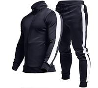 TEZO Survêtement actif décontracté pour homme avec fermeture éclair intégrale - 2 pièces - Avec poches à fermeture éclair, Medium