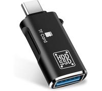 TF Card Reader, Micro SD Card Reader and USB to Type-C Adapter, Type C TF Memory Card Reader Adapter Compatible with Laptops, MacBook, Samsung Galaxy (Black)