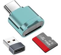 TF Card Reader, Micro SD Card Reader, TF Type C Memory Card Reader Adapter with USB C to USB Adapter Compatible with Laptops, MacBook, Samsung (Blue)