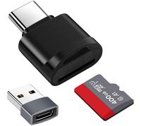 TF Card Reader, Micro SD Card Reader, TF Type C Memory Card Reader Adapter with USB C to USB Adapter Compatible with Laptops, MacBook, Samsung (Black)