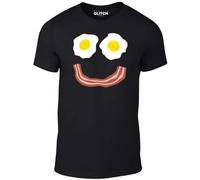 tf6jres Bacon and Eggs Smile T-Shirt - Funny t Shirt Retro Joke Breakfast Happy Face Black 3XL
