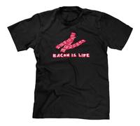 tf6jres Bacon is Life T-Shirt Funny Saying Sarcastic Novelty Cool Funny T-Shirts for Men Black L