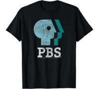 tf6jres Blue Teal and White Logo Public Broadcasting Service T-Shirt Black S