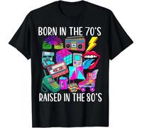 tf6jres Born in The 70's Raised in The 80's & 1980s Vintage Gift Unisex T-Shirt Black 3XL