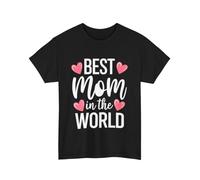 tf6jres Mom T-Shirt Best Mom in The World Mother's Day Cute Black M