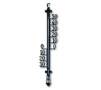 TFA Dostmann thermomètre analogique d'extérieur, en Format XL, 12.6008, résistant aux intempéries, thermomètre de Jardin, thermomètre pour véranda, Balcon, terrasse, Montage Mural, Noir