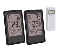 TFA 35.1170.01.Plus Station météo radio-pilotée avec 2 écrans, prévisions météo, horloge radio-pilotée, date, affichage de la tendance, capteur extérieur (noir sans piles)