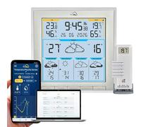 TFA 35.8105 TFA.me ID-08 Station météo sans fil avec symboles météorologiques, indice UV, quantité de pluie, vitesse du vent, direction du vent (blanc avec piles)