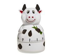 TFA Dostmann Vache Minuterie de Cuisine analogique, 38.1007, minuteur, avec mécanisme à remontage métallique, Alarme sonore, minuterie pour Les devoirs, analogique, Noir/Blanc