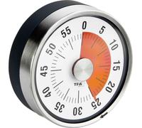TFA Dostmann Minuteur analogique Puck, 38.1028.10, Minuteur pour œufs, Minuteur de Cuisine, mécanique, à Tourner, magnétique, Gris