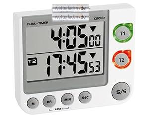 TFA 38.2025 Minuteur électronique double affichage (blanc avec batteries)