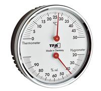 TFA Dostmann Thermo-hygromètre analogique, 45.2041.42, avec anneau métallique, pour le contrôle de la température et de l'humidité, argenté