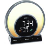 TFA Dostmann Réveil Lumineux numérique Soluna, 60.2026.01, avec Simulation de Lever/Coucher de Soleil, Wake Up Light, Mode méditation, veilleuse, variateur, Fonction réveil avec Fonction Snooze, Noir
