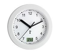 Horloge murale TFA Dostmann 60.3501 radiopiloté(e) 17.5 cm x 5.5 cm blanc pour salle de bain / pièce humide