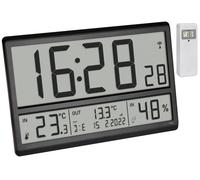 Horloge murale TFA Dostmann 60.4523.01 radiopiloté(e) 360 mm x 235 mm x 28 mm noir grand écran