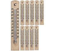 TFA Dostmann 12.1004 Thermomètre intérieur analogique, haute précision, en bois de hêtre massif, lot de 10