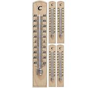 TFA Dostmann 12.1004 Thermomètre intérieur analogique, haute précision, en bois de hêtre massif, lot de 5