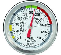 TFA Dostmann 141029 Thermomètre BBQ, analogique, 14.1029, pour mesurer la température de l'espace de cuisson, pour le gril/smoker, en acier inoxydable, 18/8, argent, Ø 52 x H 67 mm