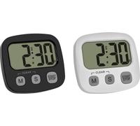 TFA Dostmann 2er Set Digitaler Timer mit Stoppuhr und Uhrzeit Chronomètre noir, blanc numérique