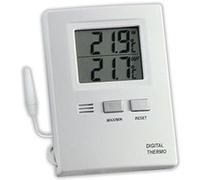 Petit thermomètre numérique avec sonde à câble, 30.1012, pour température intérieure/extérieure, aussie ideal pour température dans un congélateur/aquarium, valeurs max/min, blanc