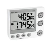 TFA Dostmann Minuterie numérique 2 fonctions 38.2025, mémoire, 3 niveaux de volume, LED, Blanc