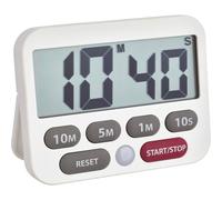 TFA Dostmann Minuteur et chronomètre numérique, 38.2038.02, Temps jusqu'à 99min 50sec, Alarme Extra Forte, Saisie du Temps Simple et Rapide, Blanc